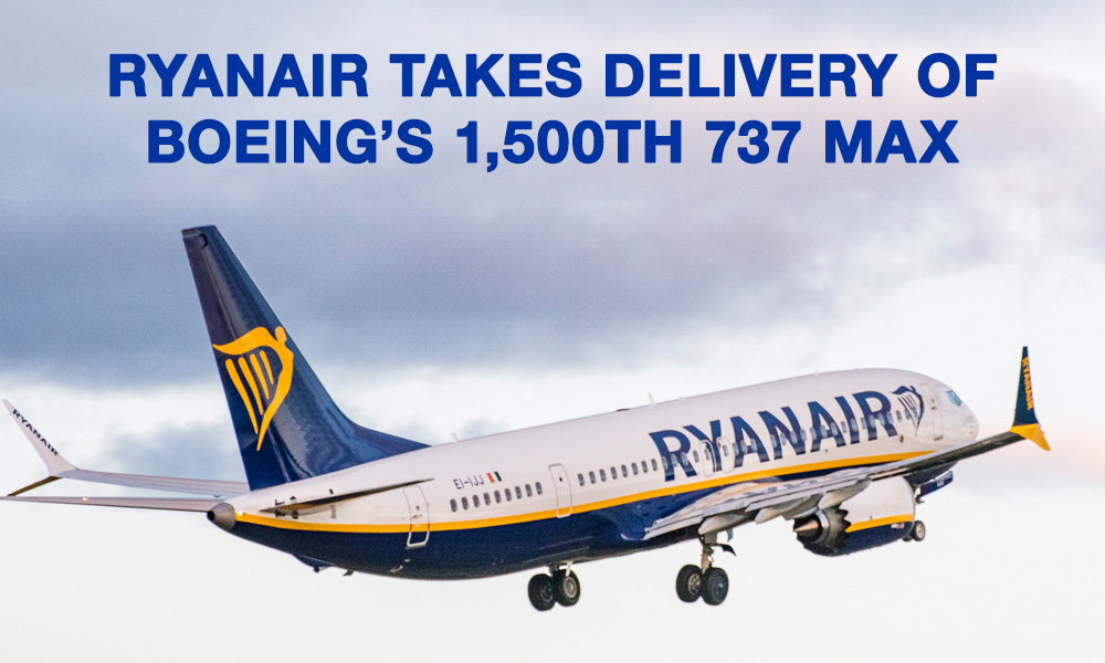 Ryanair takes delivery of ӰƵ’s 1,500th 737 MAX