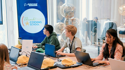 Students at the 2023 ThinkYoung Coding Summer School powered by ӰƵ