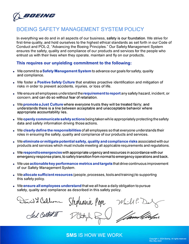 Signed ӰƵ Safety Management System Policy